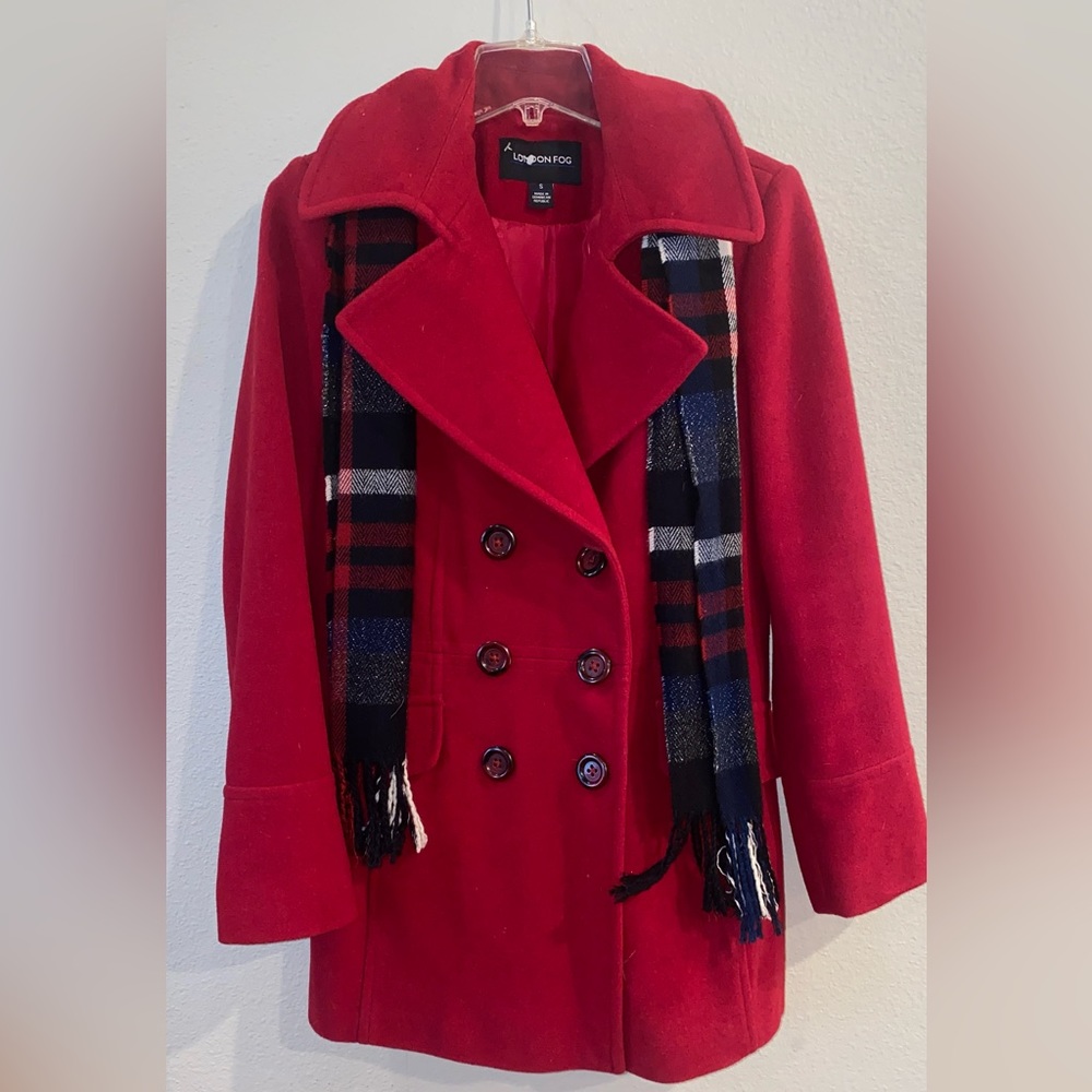 London Fog red peacoat